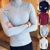 Knitted Mens Sweaters Pullover Men Knitwear Casual Winter Solid Color Turtle Neck Long Sleeve Twist Knit Slim Sweater