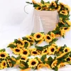 Decorative Flowers 2pcs Artificial Flower Vine Sunflower Plants Sun Home Decration Wedding Garland Party Decor