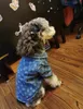 Cappotto in denim blu per cani da compagnia di design Giacca classica con logo in lettera per cani Giacca Fadou Teddy Bear Design con bottoni per abbigliamento in denim per cani