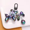 Keychains Aurora Colorful Acrylic Balloon Dog Keychain Exquisite Gift Creative Bow Pendant Femal Car Interior Cartoon Key Ring Chain