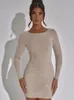 Sexy O Neck Long Sleeves Diamonds Mini Dress Women Nude Sparkling Crystal Bodycon Dress Elegant Celebrity Party Dresses 240202