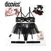 Bras Sets Diccvicc Open Bra Lingerie Bandage Ruffle Garter Thong Set Women Underwear Uncensored Fine Lace See Through Sexy Outfit Intimate