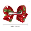 Hårtillbehör NCMAMA 1st/Set Christmas Bow Clips for Baby Girls Ribbon Snowman Printed Barrettes Headwear Kids Ornament