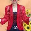 Women's Knits 2024 Spring Summer Knit Cardigan Women Coats Middle-Aged Mothers Short Shawl Hollow Sunscreen Knitwear Jackets Female
