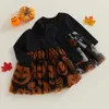 Sukienki dla dziewczynek FocusNorm 0-4y Toddler Kids Halloween Kostium sukienki 2 kolory dynia/duch koronkowy patchwork tiul tutu tutu