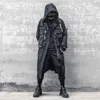 Autumn Fashion Thin Cape Men's Dark Black Personalized Fashion Brand Long Hooded Loose Waterproof Over Knee Trench Coat 240124