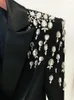 Женские костюмы HIGH STREET Est 2024, дизайнерская куртка, двубортный длинный пиджак со стразами и бриллиантами, расшитый бисером