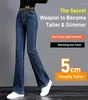 Kvinnor Pants Elastic Fleared Hign Midjesjeans Flare For Women 2024 Spring and Autumn Fashion Vintage High Street Slim Deni