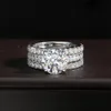 KNOBSPIN D VVS1 Rings for women Sparkling Diamond Bridal Sets with GRA s925 Sterling Sliver Plated 18k Band 240124