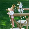 Декоративные цветы, искусственный стул, цветок на спине, многоцветная скамья для свадьбы, церковная церемония, вечеринка, украшение прохода