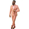 Custom Men Wedding Tuxedos 3 Pieces Orange Peaked Lapel Pants Suits Beach Groom WearOvercoat