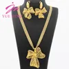 Halskette Ohrringe Set YM Schmuck für Frauen Hohle Blume Anhänger Arabisch Dubai Ohrring Afrikanische Kette Gold Farbe Kupfer Hochzeit Braut Geschenk