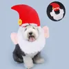 Dog Apparel Pet Christmas Hat With Beard Halloween For Cat Funny Cosplay Costume Xmas