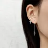 Boucles d'oreilles pendantes avec pompon, longue chaîne asymétrique, goutte croisée, cadeau de fête pour femmes et filles, bijoux Y2K Eh2059