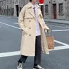 Autumn Trench Coat Lapel Pockets Keep Trendy Belt Notch Collar Men Spring Coat Spring Trench Coat for Dating 240124