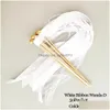 Drapeaux de bannière 50pcs baguettes de ruban blanc bâtons de fées banderoles de dentelle virevoltante de mariage avec fête de cloche d'or en argent envoyer applaudir pro Dhwwt