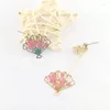 Dangle Earrings 10 Pair / Lot Wholesale Fashion Jewelry Metal Enamel Epoxy Aesthetic Cute Sakura Flower Fan For Women