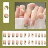 Falska naglar konstgjorda falsk sommar fransk pärla blomma plast kort balett manikyr nagelsalong