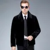 Winter Clothing Designer Middle Aged and Elderly Mens Mink Fur Coat Short Lapel Integrated Thick LZBS