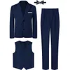 Suit for Kids Boys Wedding Formal Outfit Set Children Gentleman Ring Bearer Clothings Perform Tuxedo Vest Pants Blazer 3PCS 240119