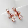 Dangle Oorbellen ZAKOL Eenvoudige Waterdruppel Voor Vrouwen Glanzend Zirconia Blad Earrng Mode Bruids Bruiloft Sieraden EP2974