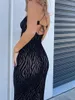 Sıradan Elbiseler Wsevypo 2024 Seksi Spagetti kayışları Uzun Kadınlar Yaz Geri Kravat Sarılı Bodycon Sundress Ofis Partisi Kulübü Kesme Elbise