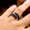 Clusterringe Beier 2024 Stil Viking Edelstahl Drachen Skelett Knochenfinger Ring Retro Punkschmuck für Männer Drop