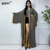 Mulheres Swimwear Winyi 2024 Europa Vestido Plissado Beach Wear Elegante África Mulheres Cardigan Festa de Feriado Kimono Cover-Ups para Maxi Abaya