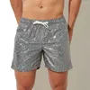 Herren-Shorts, verstellbare Taille, Kordelzughose, Pailletten-Fitnessstudio mit elastischem, weichem, atmungsaktivem, schnell trocknendem Stoff für Fitness