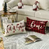 Almohada Feliz Navidad Cubierta decorativa 30x50 cm Tiro de lino Funda de almohada Decoraciones para sofá Silla Cama