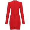 Casual Dresses Women Autumn Fashion Sexy Long Sleeve Red Women's Bandage Dress Elegant Evening Party