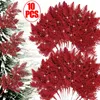 Flores decorativas 10/5 pçs natal glitter ramos de pinho artificial árvore de natal guirlanda pendurado ornamento planta falsa flor casa ano