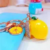 Keychains 3D Fruit Keyring Lemon Charm Pendant Crystal Rhinestone Keychain For Purse Bag Car Party Wedding Gift Collection