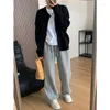 Women's Pants Cotton Fleece Lined Thermal Sweatpants Elastic High Waisted Athletic Wide Leg Joggers Gray Brown Black