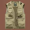 Summer Unloading Mens US Tactical Hiking Fishing Vest Pographer Waistcoat Mesh Cargo Sleeveless Jacket Tools Pocket 5XL 240202