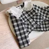 Ensembles de vêtements 2pcs enfants classiques tweed filles plaid uniforme hiver automne vêtements tenue pour 1-8ans costume de Noël de la mode pour enfants