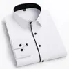 Classic Men Dress Shirt Long Sleeve Plus Large Size 8XL 9XL 10XL 11XL Business Office Purple White Slim Fit Social Twill Plain 240126