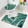 Bath Mats Abstract Blue Marble Mat Set Gold Line Texture Geometric Pattern Bathroom Decor Floor Carpet Non-slip Rugs Toilet Lid Cover