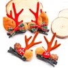 Vêtements de chien 2pcs pinces à cheveux de Noël chiot arc couvre-chef corne de renne toilettage accessoires pour animaux de compagnie fournitures