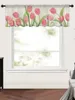 Curtain Tulips Mother'S Day Flowers Bedroom Voile Short Window Chiffon Curtains For Kitchen Home Decor Small Tulle Drapes