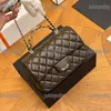 20CM Luxury Women Mini CF Borsa a tracolla con patta Portamonete Reticolo di diamanti Hardware dorato Borsa a catena Borsa sotto le ascelle Porta carte Fanny Pack Pochette da sera Portachiavi