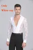 Stage Wear Man Shirts Garment Top Latin Dance Lace Black And White Waltz Performance