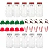 Disposable Cups Straws 10 Sets Christmas Snowman Beverage Bottles 500ml Empty Juice With Hats And Scarves Jars