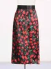 Jupes VGH Colorblock Impression Vintage Minceur Pour Les Femmes Taille Haute Épissé Zipple Élégant Moulante Jupe Femme Mode Style