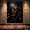 Peintures Bat Black Cat Sorcière Antique Hibou Raven Mur Art Toile Peinture Dark Witchy Halloween Gothique Vintage Affiche Imprimer Home Déco Dhqli