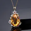 Solid 14K Gold Necklace Origin amethyst Jewelry Pendant for Women 14 K Yellow Gold SAPPHIRE Gemstone Chains Necklace 240127