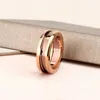 925 silver goldplated coffee colored ceramic ring European and American men and women fashion brand jewelry gifts 240119