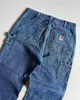 Streetwear Jeans Y2K Hosen Hip Hop Multi Pocket Retro Blau Baggy Herren Harajuku Gothic Hohe Taille Breite Bein Hose 240127