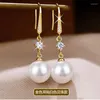 Dangle Earrings 2024 Fashion S925 Sterling Silver Gold Freshwater Pearl Pendant Women's Simple Classic Bridal Wedding Jewelry