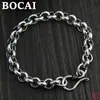 BOCAI S925 Pulsera con dijes de plata esterlina Moda simple S-Buckle O-chain Pure Argentum Hand String Jewelry para hombres y mujeres 240123